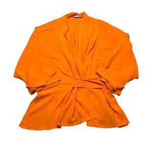 Rodebjer Tennessee Twill Wrap Blouse Women's XL Orange Kimono Top